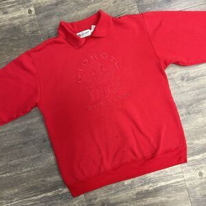 Vintage‎ Giorgio Beverly Hills Red Pullover Collared Sweatshirt NO SIZE TAG (44)